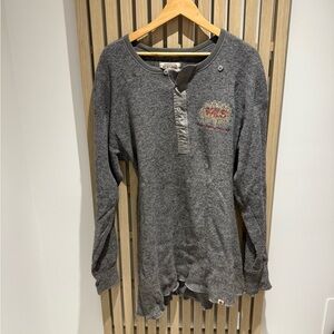 Men's Gray Long Sleeve Henley Sweater